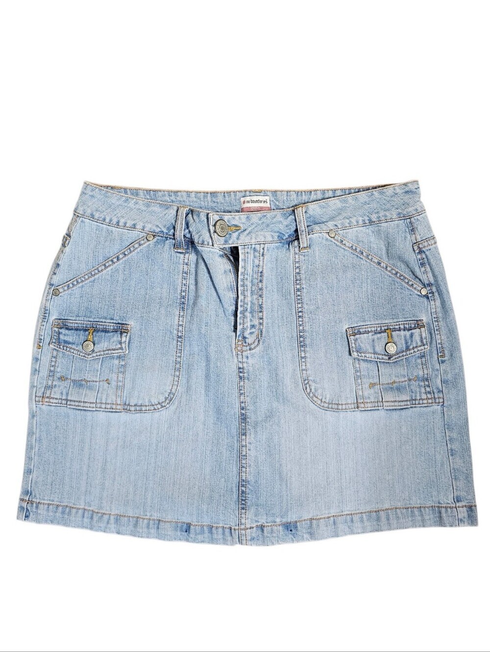 Y2k Vintage No Boundaries Light Blue Stretch Denim Mini Skirt Size 17 Juniors